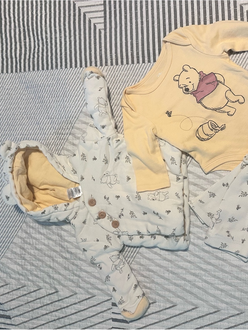 Disney Yellow Winnie the Pooh Hooded One-Piece and Jacket Set